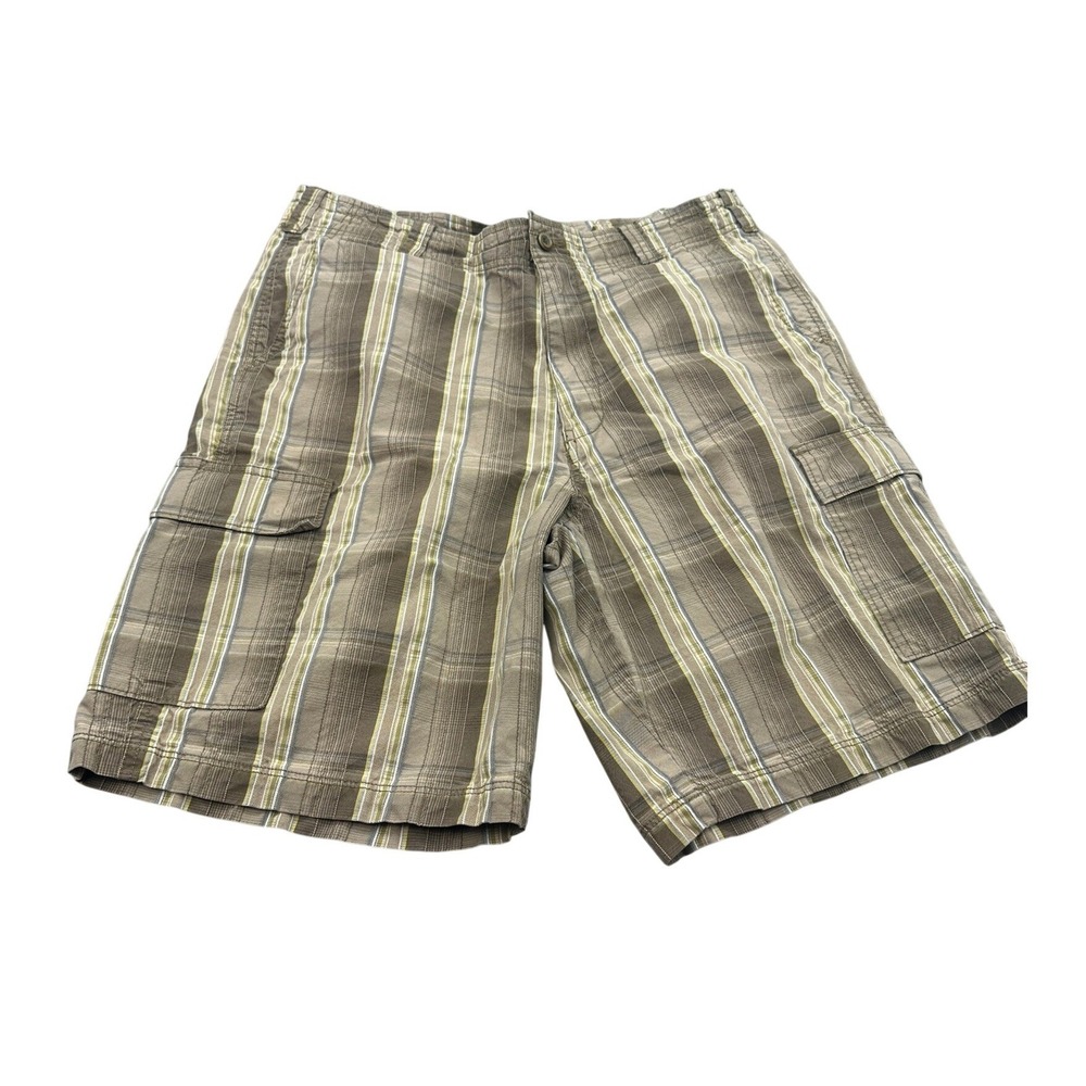 Tommy Bahama Silk Blend Plaid Cargo Shorts Casual Comfort Size 36 (Fits 32)
